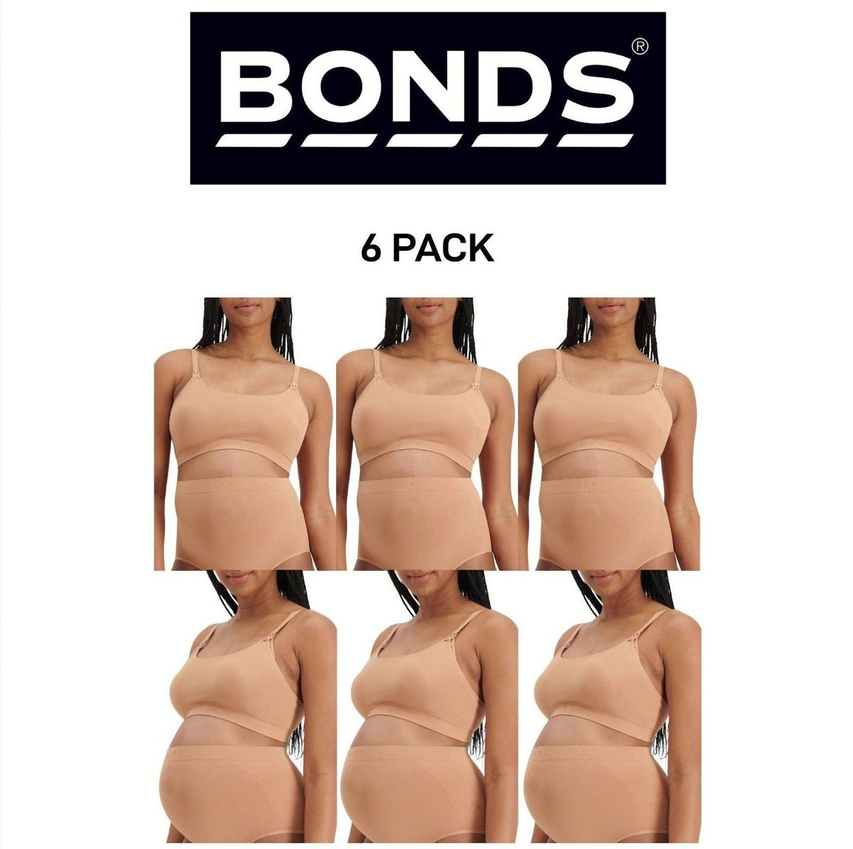 Bonds Womens Bases Maternity Bralette Wirefree & Flexible Comfy Bra 6 Pack YWUG