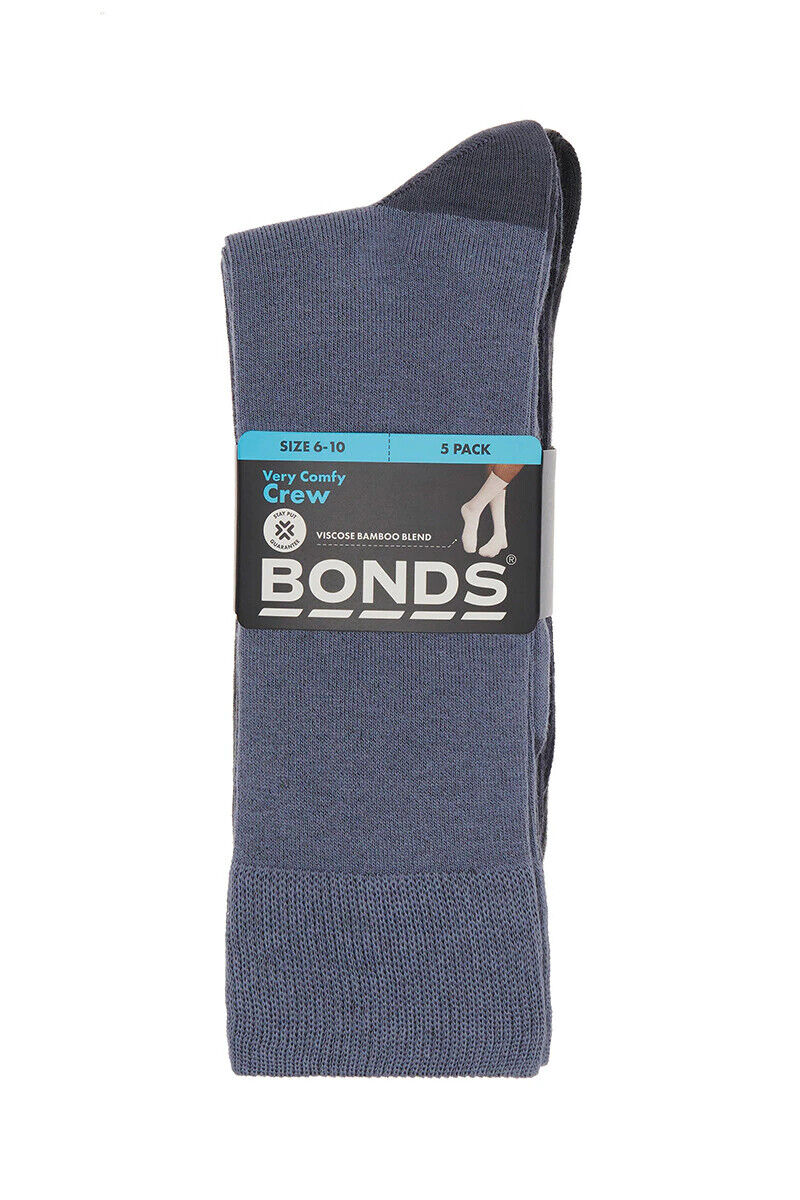 Bonds Mens Bamboo Crew Socks Fine Seams Comfy Toes & Ankle Support 6 Pack SZFQ5W