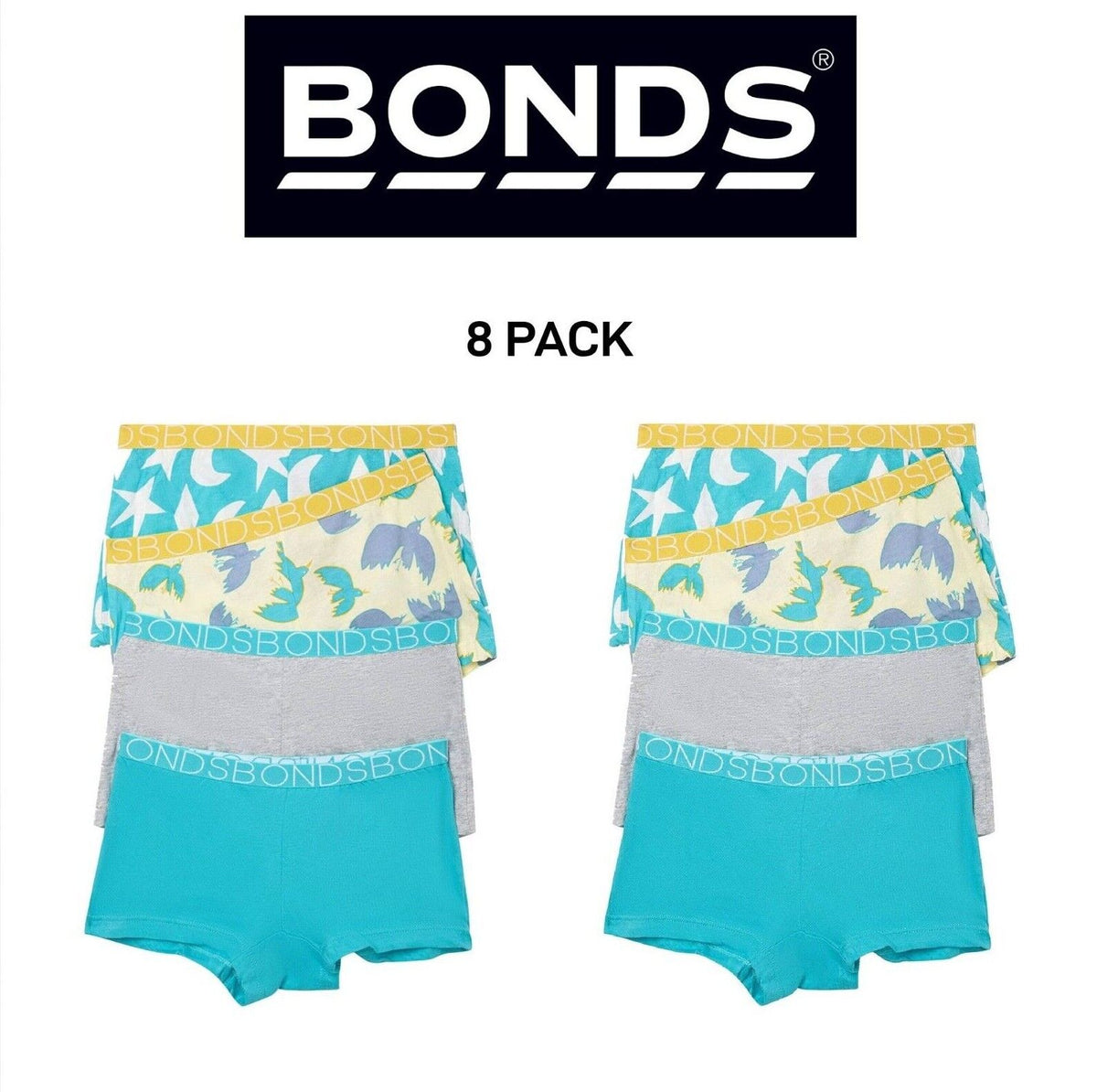 Bonds Girls Shortie Full Coverage Modesty Ultimate Soft Waistband 8 Pack UWCA4A