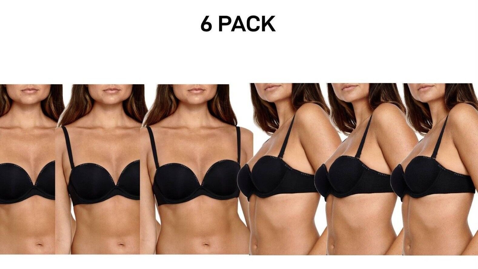 Bonds Womens Invisi Strapless Full Busted Bra Comfort Soft Silicon 6 Pack YXC3Y