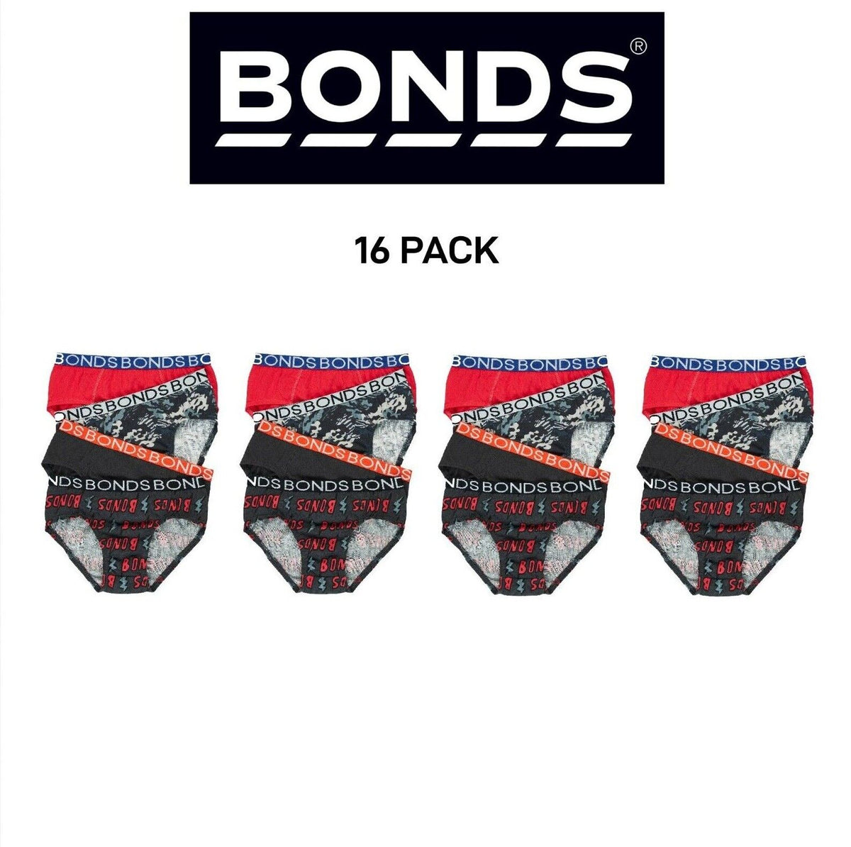 Bonds Boys Brief Comfortable Coverage Soft Elastic Waistband 16 Pack UXYK4A