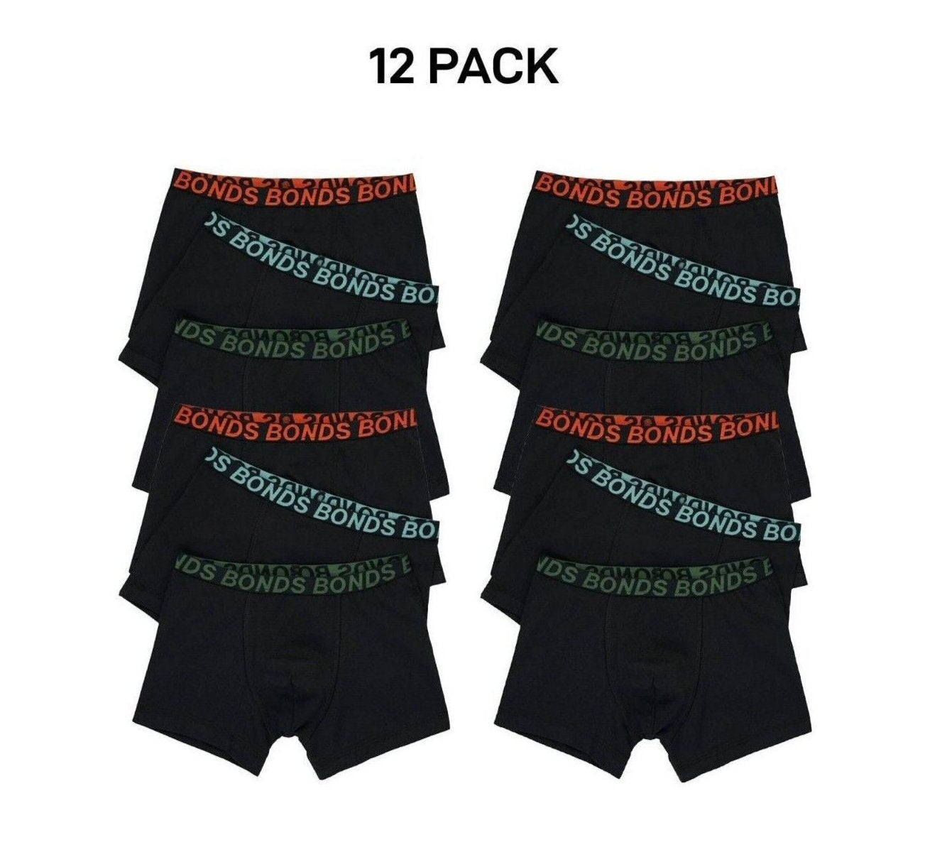 Bonds Boys Trunk Sport Moisture Wicking Cool Dry Comfort Covered 12 Pack UWKN3A