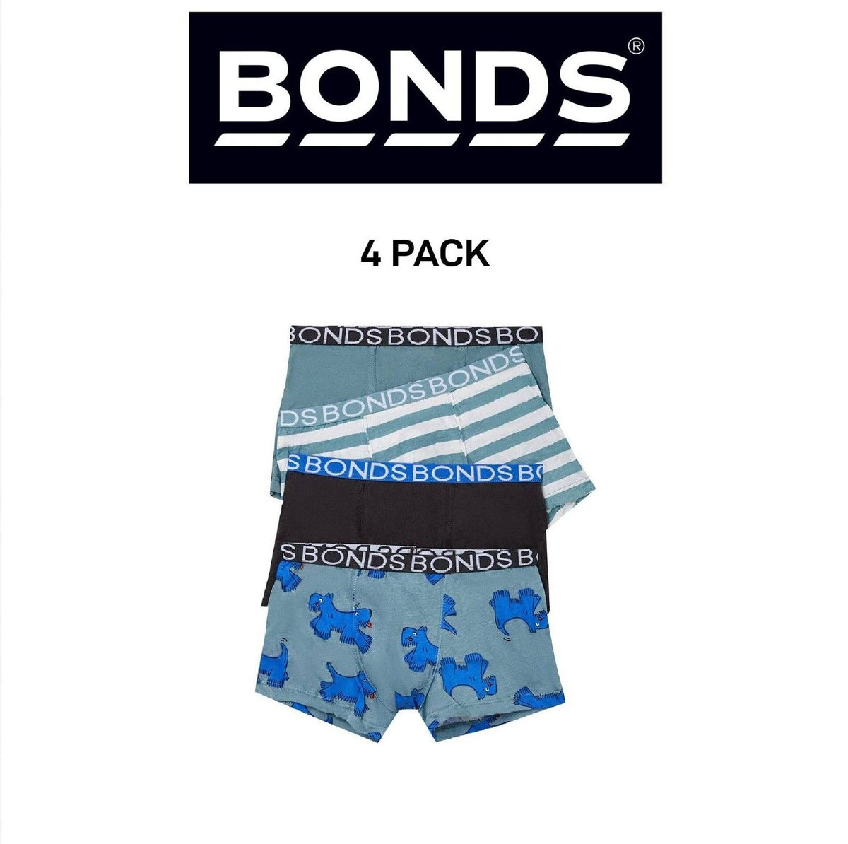 Bonds Boys Trunk Supportive Pouch with Comfy Coverage and Elastic 4 Pack UWCF4A