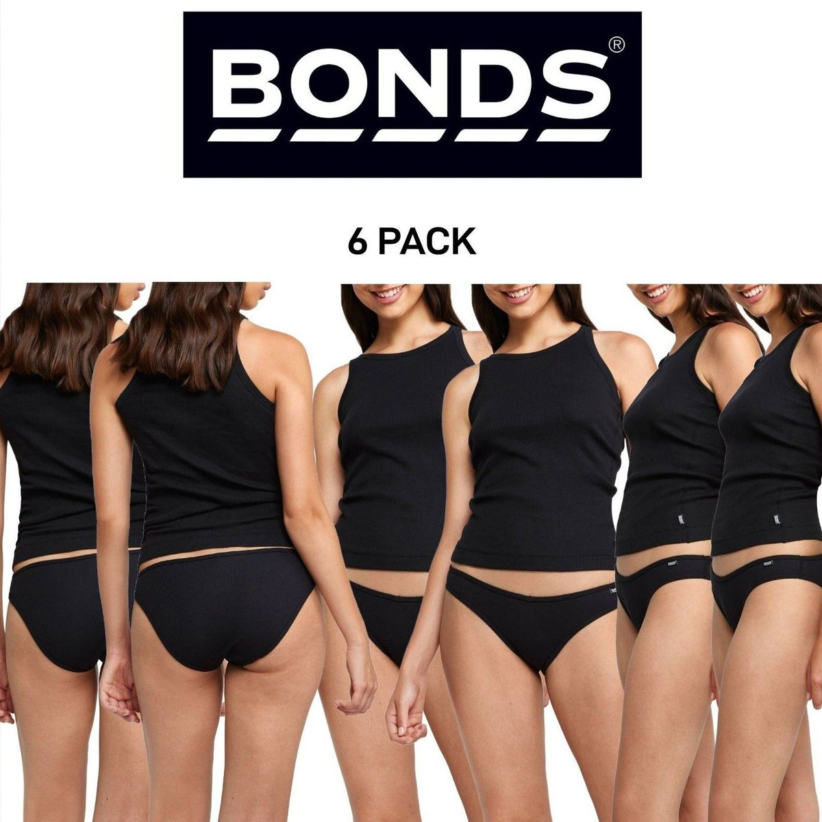 Bonds Womens Organics Ribbed Bikini Soft Skin Comfort Classic Brief 6 Pack WTHU