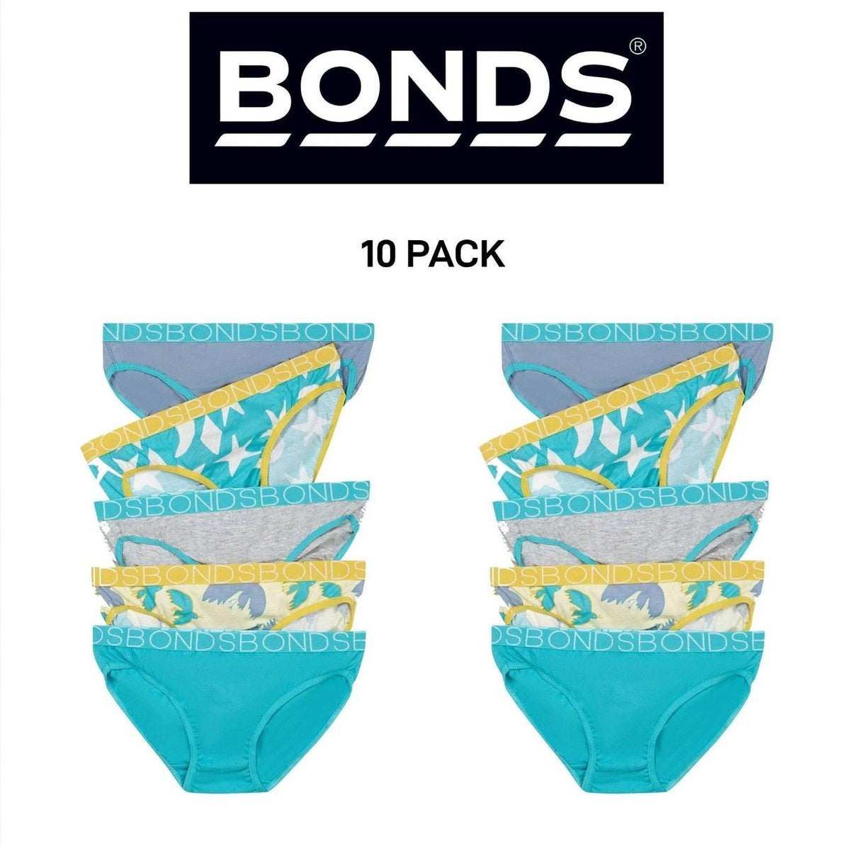Bonds Girls Bikini Soft and Stretchy Perfect Everyday Coverage 10 Pack UWNV5A