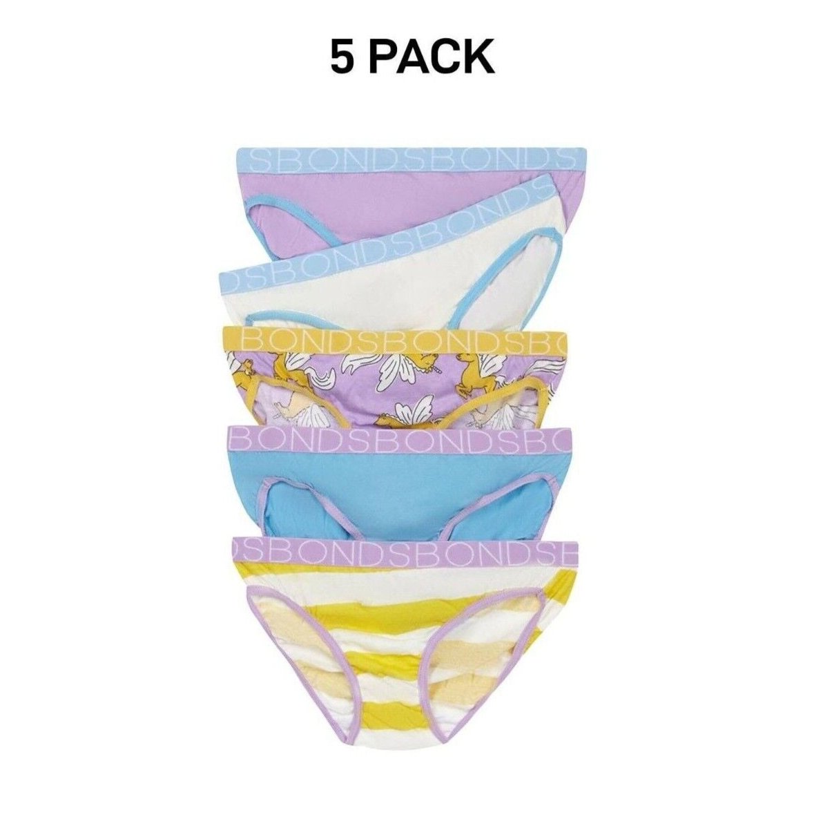 Bonds Girls Bikini Soft and Stretchy Perfect Everyday Coverage 5 Pack UWNV5A