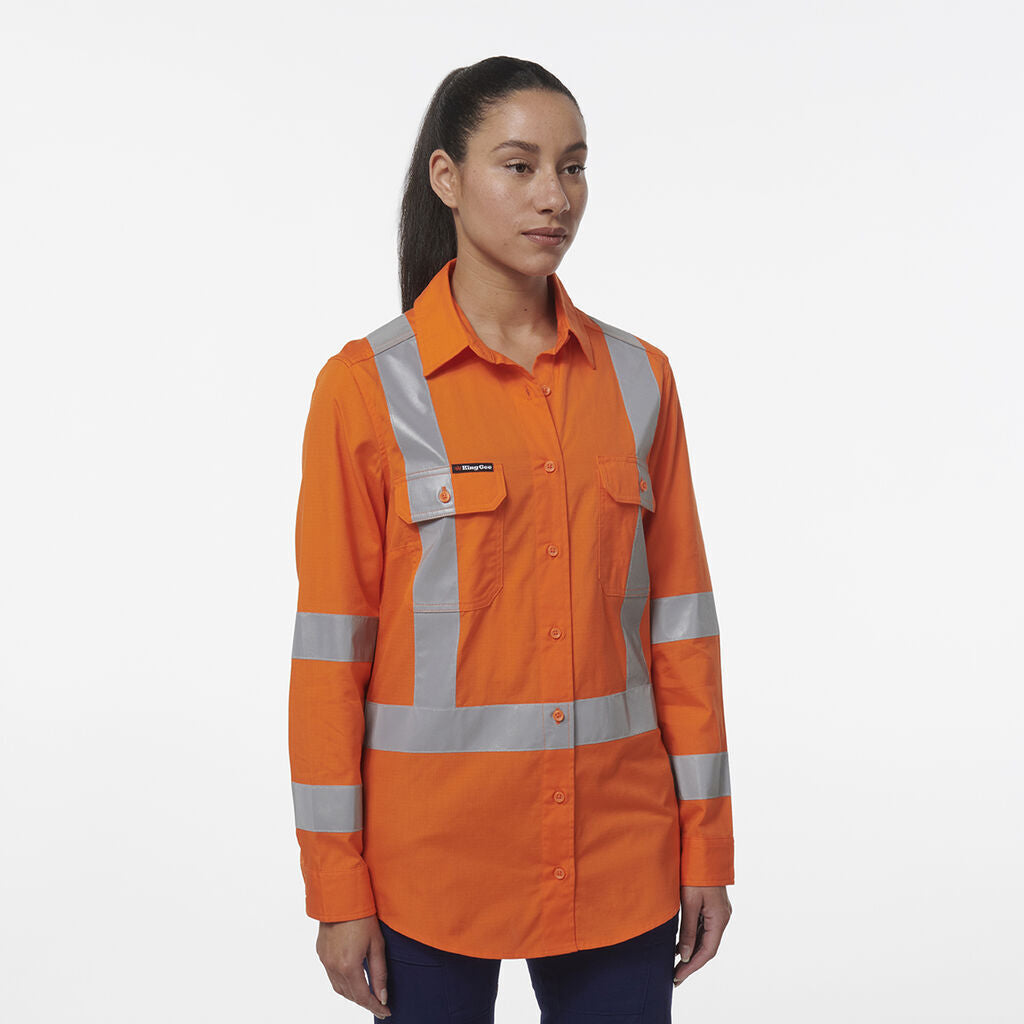 KingGee Womens Safety Workcool Vented X Back Reflective Breathable Shirt K44233-Collins Clothing Co