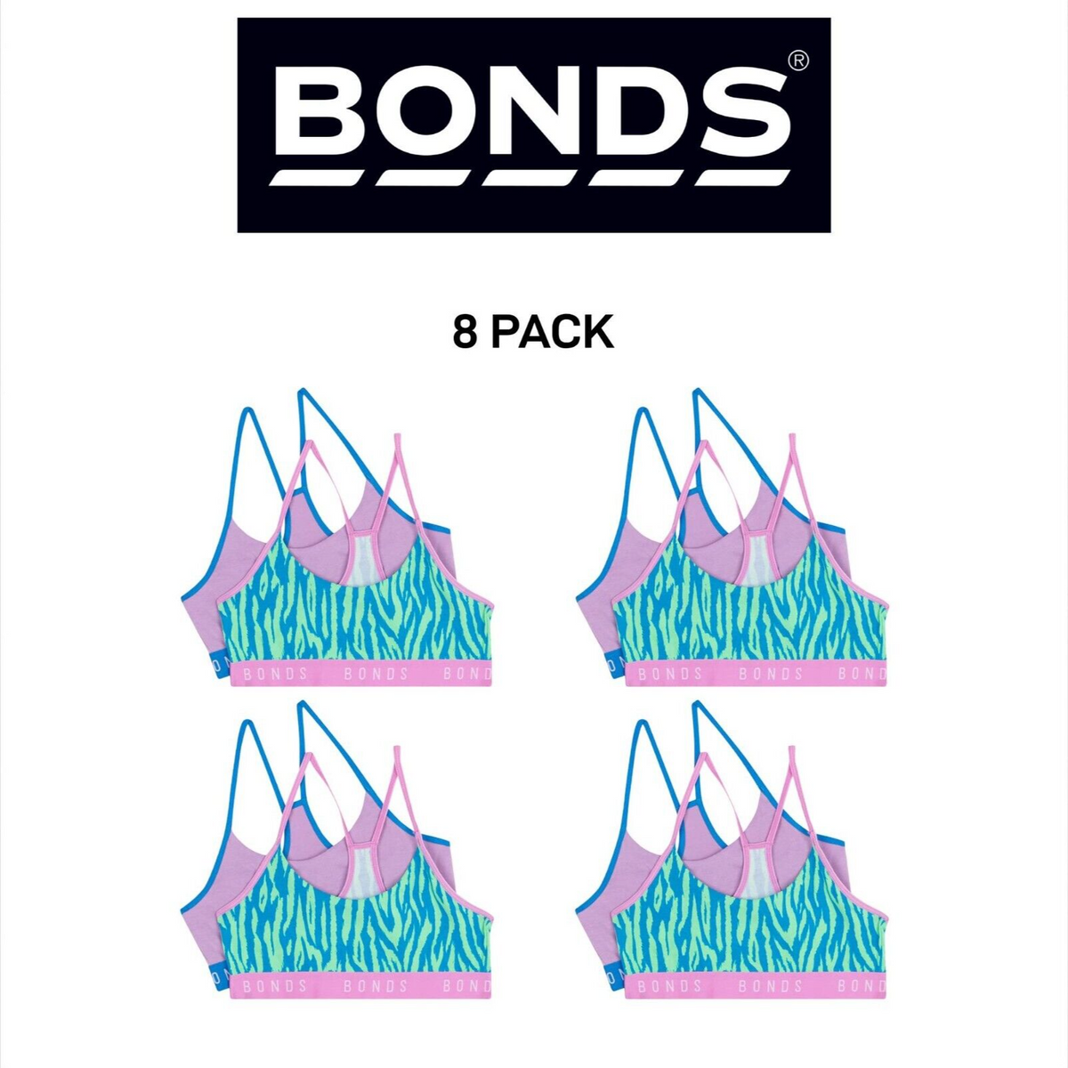 Bonds Girls Hipster Racer Crop Perfect for School Sports and Play 8 Pack UWWR2A