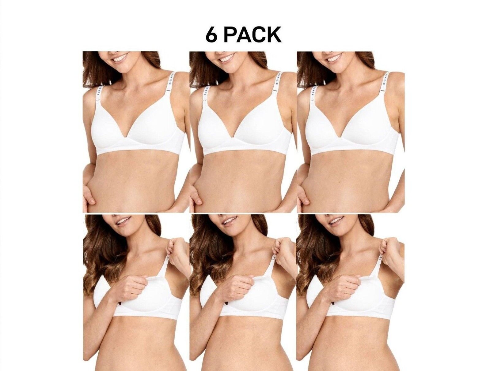 Bonds Womens Original Maternity Wirefree Contour Bra Comfy Coverage 6 Pack YXJ4Y