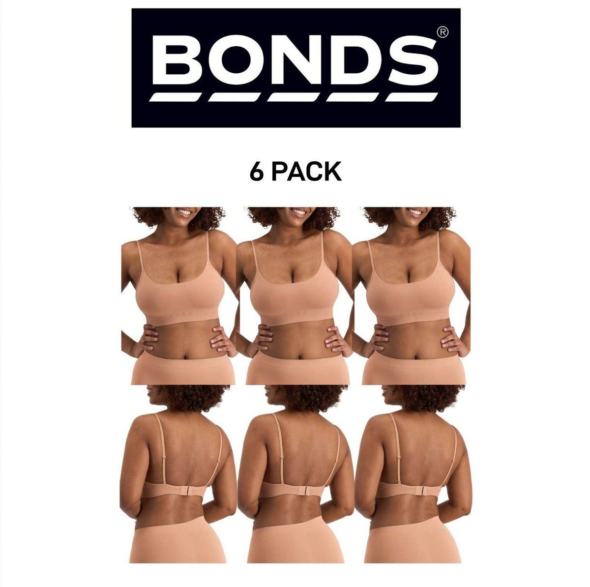 Bonds Womens Bases Seamless Bralette Smooth Comfort Revolution 6 Pack WT96