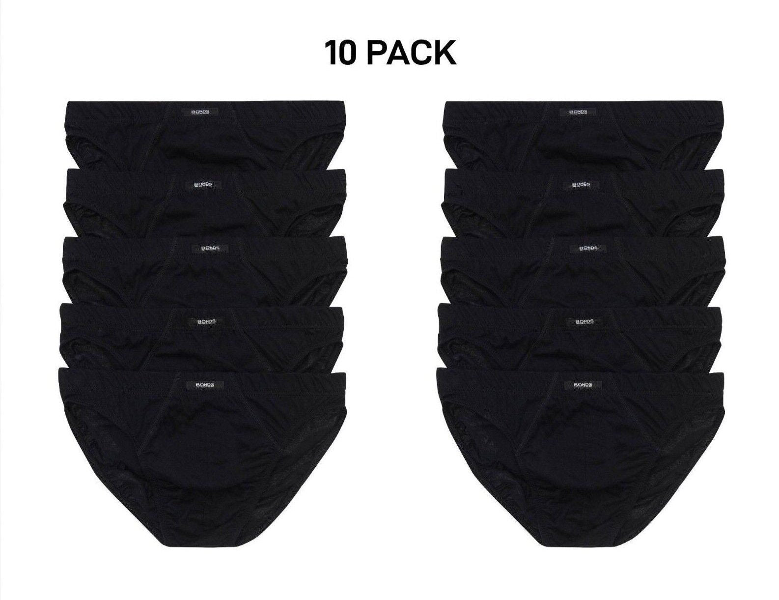 Bonds Mens Action Brief Soft Cotton and Encased Elastic Comfort 10 Pack M8OS5I