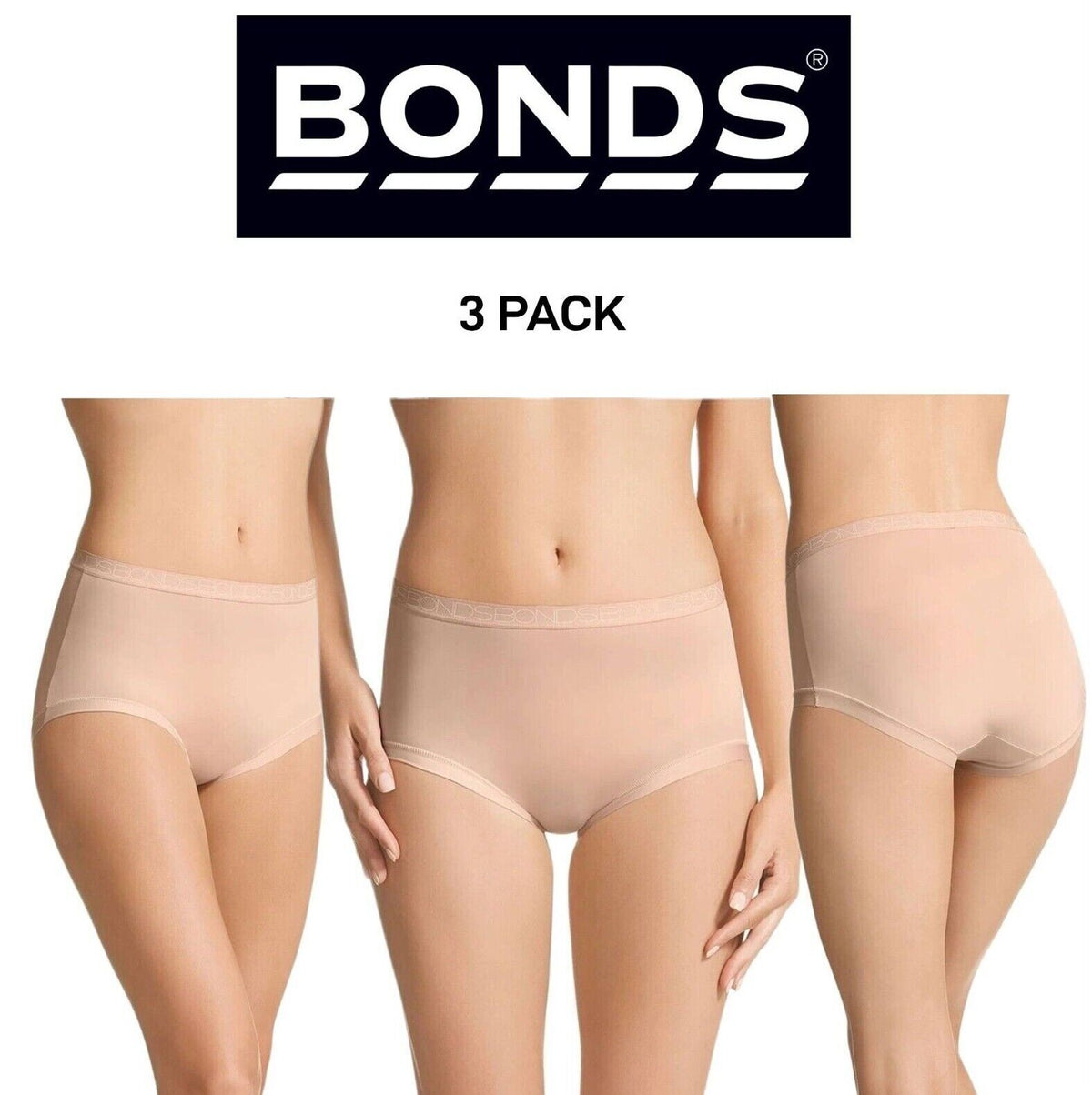 Bonds Womens Invisitails Full Brief Soft and Stretchy Waistband 3 Pack WZGGY