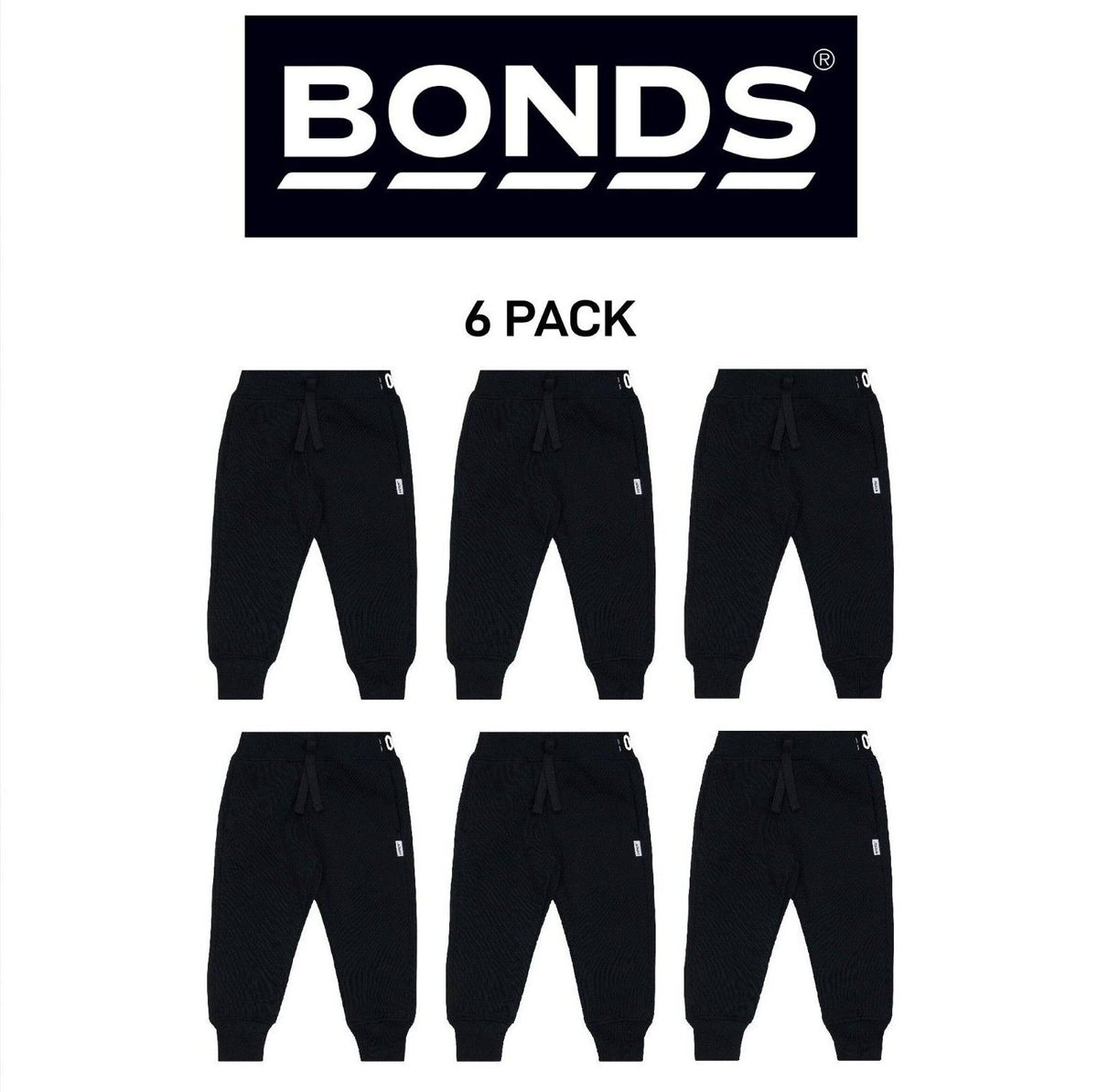 Bonds Baby Fleece Trackie Pants Stretchy Branded Waistband Snuggly 6 Pack KVRJA