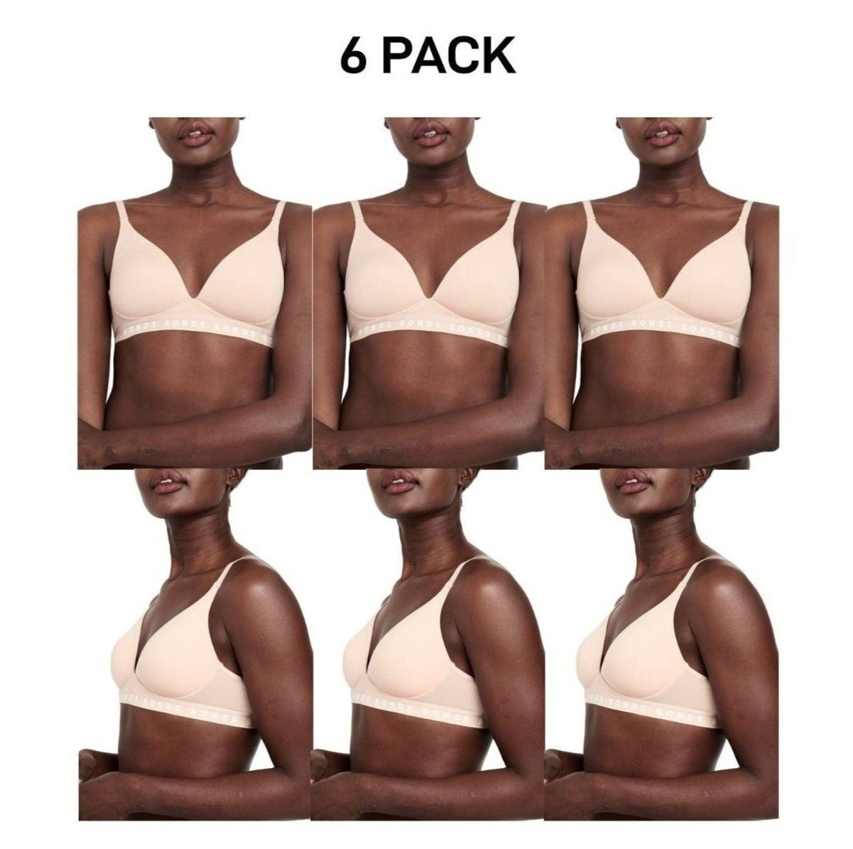 Bonds Womens Originals Wirefree Tee Shirt Bra Soft Smooth & Stretch 6 Pack YXKTY