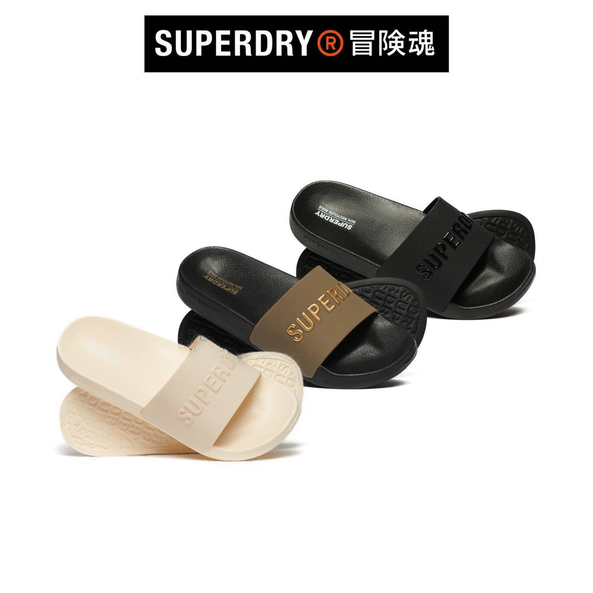 Superdry Women Logo Vegan Pool Sliders Classic Comfort Moulded Footbed SW43SZ4O