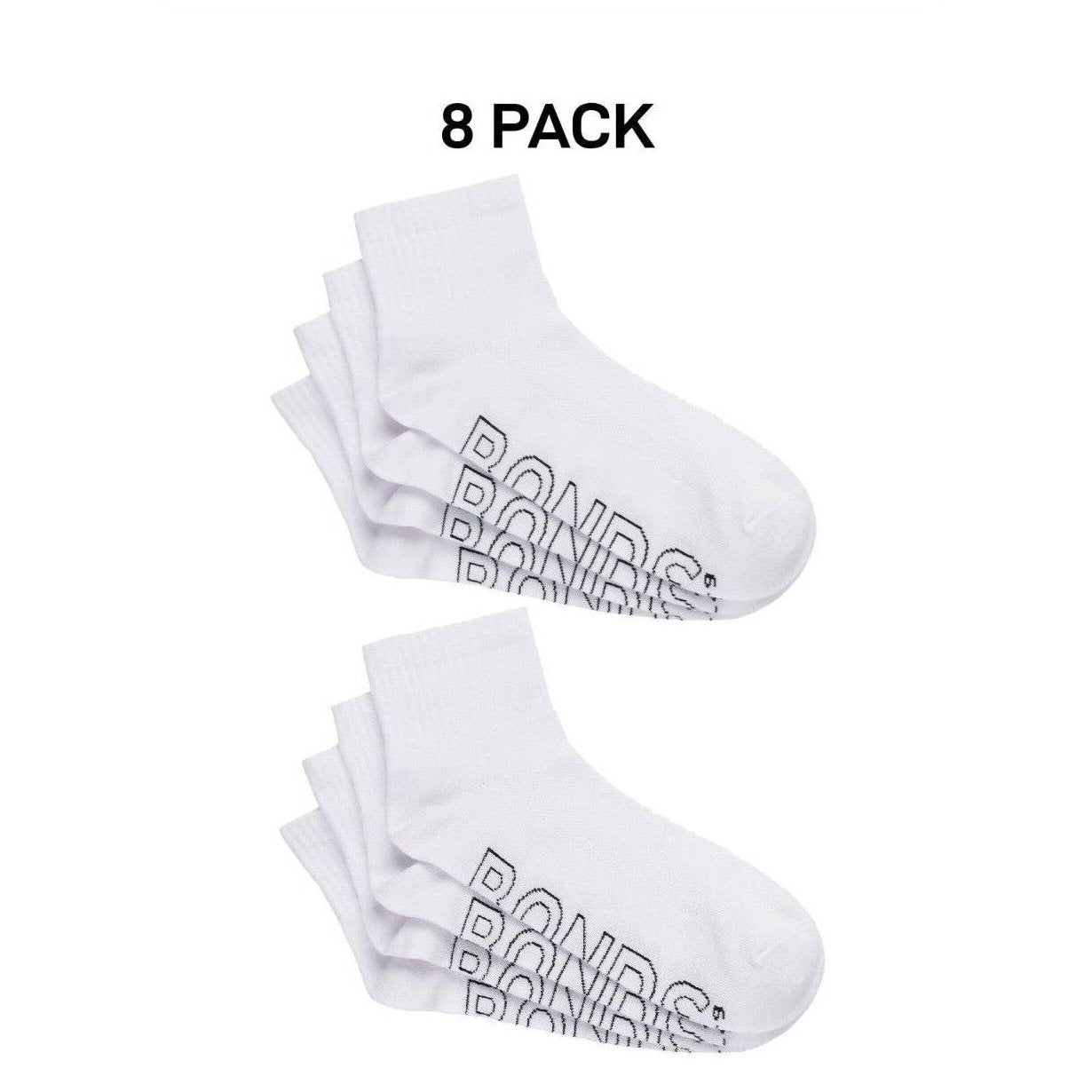 Bonds Mens Logo Lightweight Quarter Crew Comfy Aussie Cotton Sock 8 Pack SXMX4N