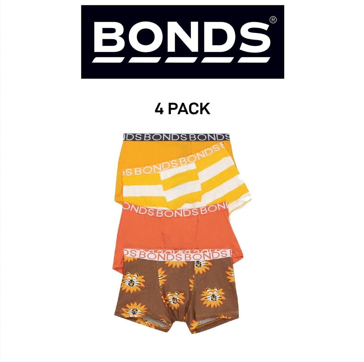 Bonds Boys Trunk Supportive Pouch with Comfy Coverage and Elastic 4 Pack UWCF4A