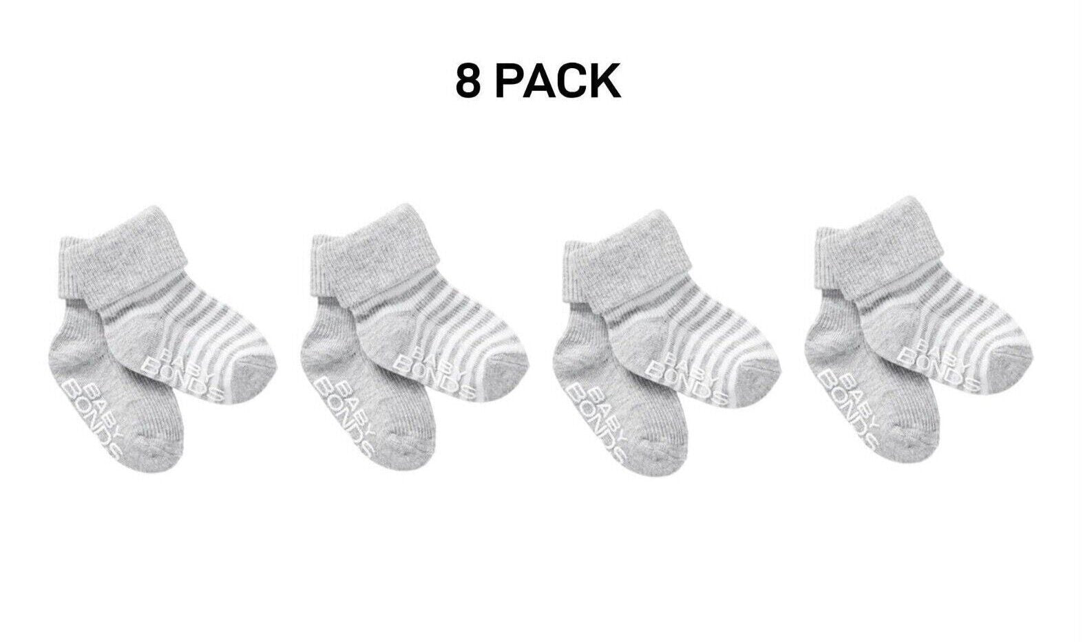 Bonds Baby Classics Cuff Non Slip Grip Sole Fine Toe Seams 8 Pack RYY82N