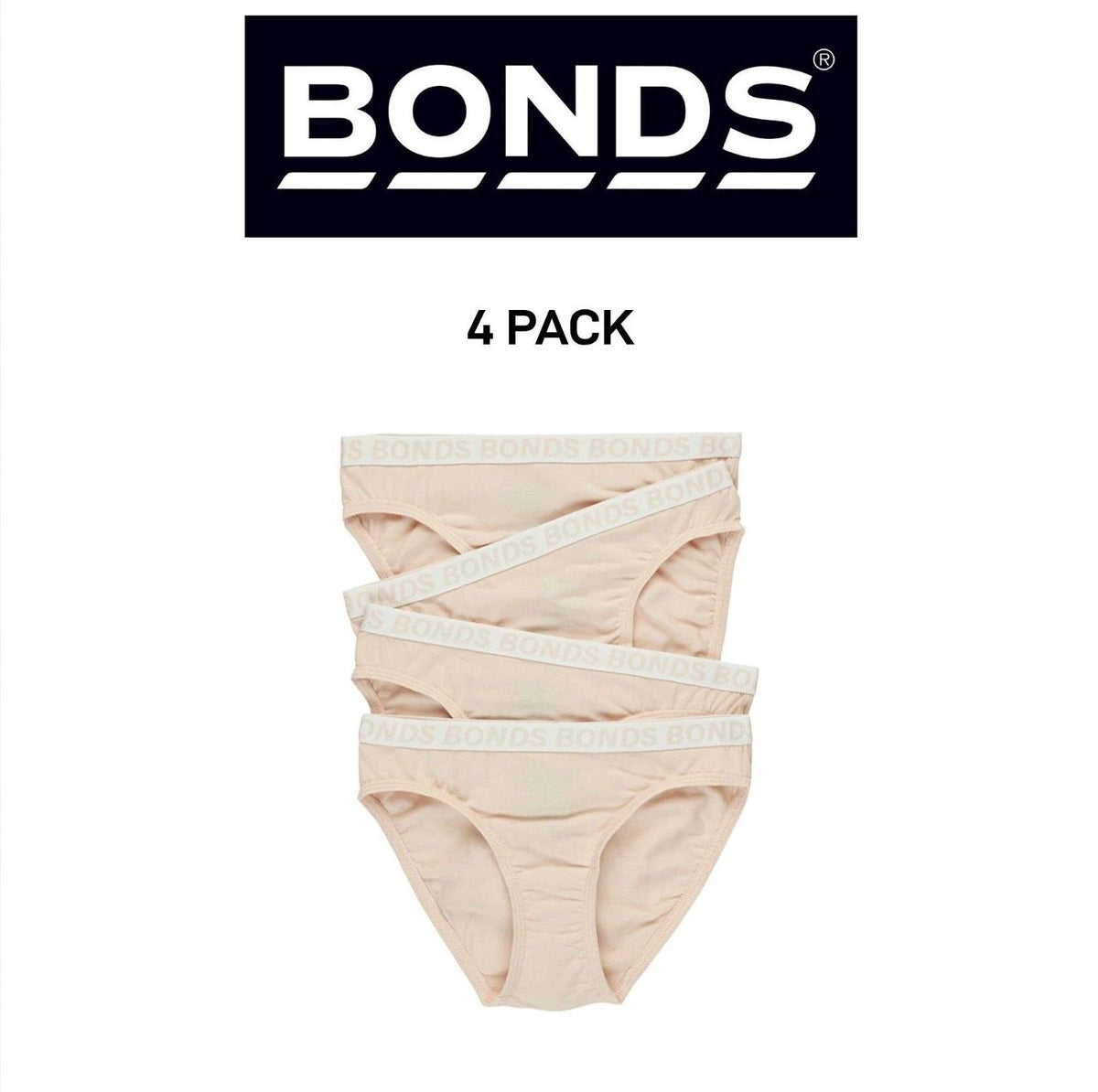 Bonds Girls Bikini Sport Super Soft Smooth Seams Moisture Wicking 4 Pack UWCW4A