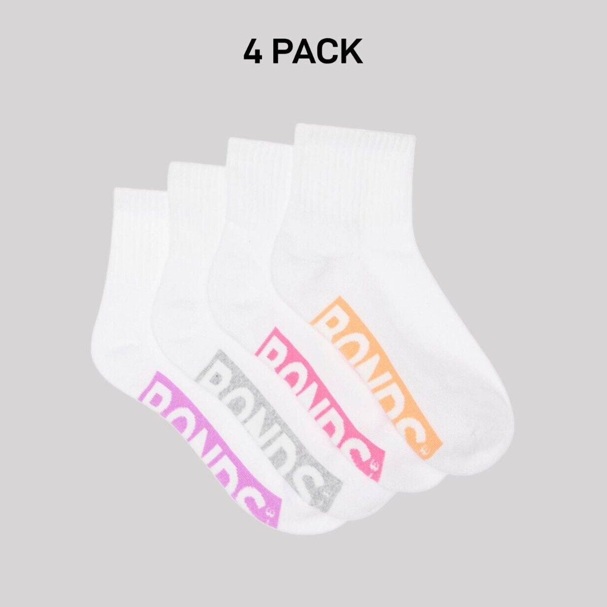 Bonds Kids Logo Light Quarter Crew Socks Comfy Mesh Cooling Zones 4 Pack RXU64W