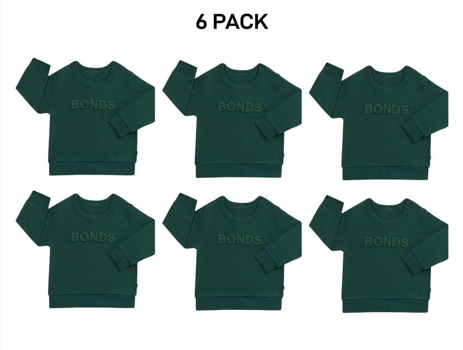 Bonds Kids Tech Sweats Pullover Soft Knitted Warm Cotton Poly Blend 6 Pack KVQTK