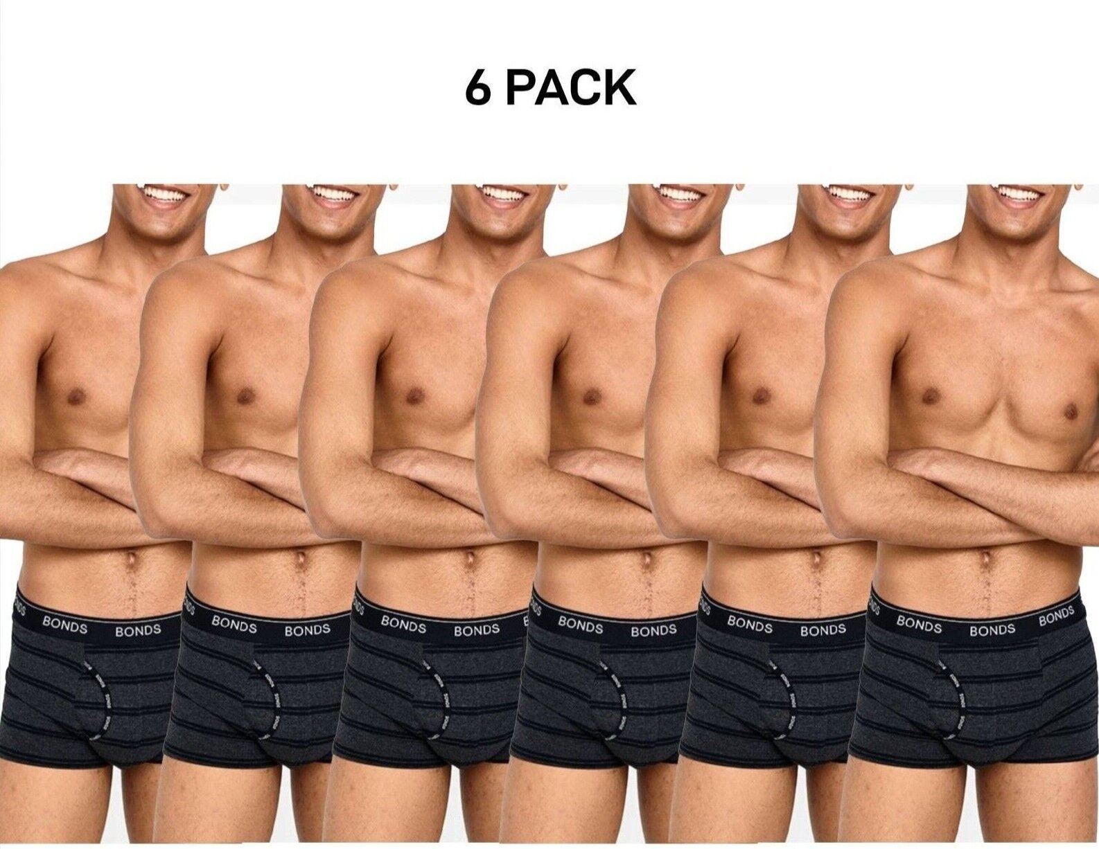 Bonds Mens Guyfront Trunk Ultra Soft Elastic Waistband Seam Free 6 Pack MX3K