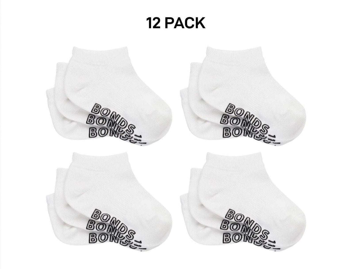 Bonds Baby Lightweght Low Cut Socks Grippy Soles & Soft Toe Seams 12 Pack RXUQ3N