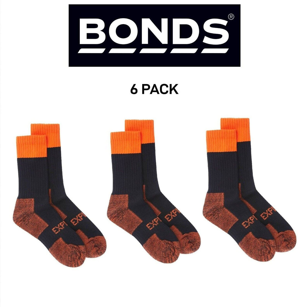 Bonds Mens Explorer Tough Work Durable Dual Layer Cotton 6 Pack SYNJ2W