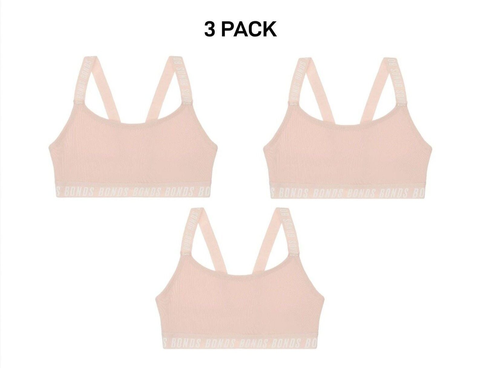 Bonds Girls Performance Pullover Crop Durable and Stretchy Bra 3 Pack UWH41A