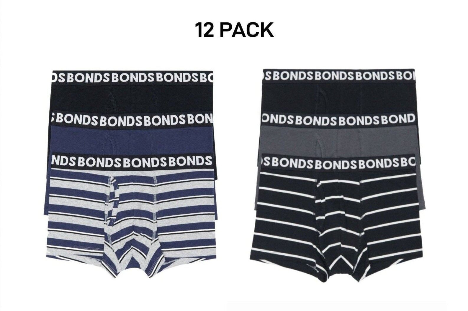Bonds Mens Everyday Trunks Convenience Comfort & Value Underwear 12 Pack MWQ33A