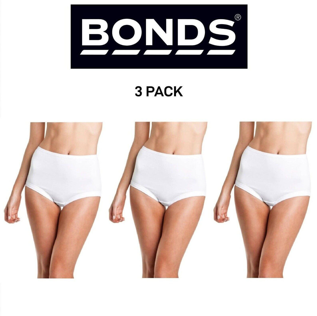 Bonds Womens Cottontails Full Brief With Lycra Comfortable Coverage 3 Pack WUFQA