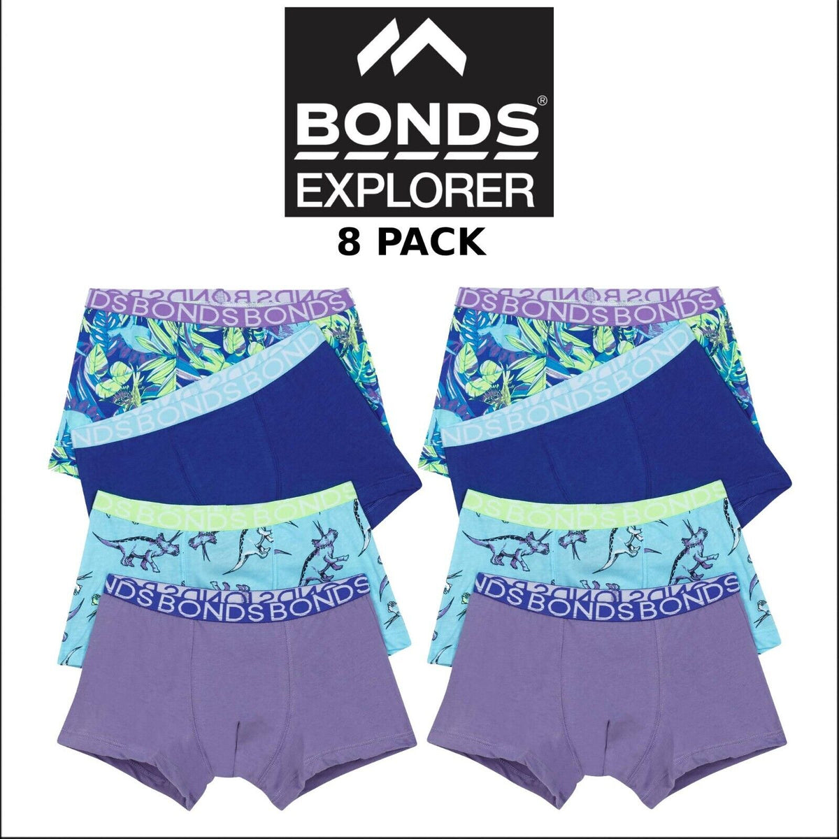 Bonds Boys Trunk Supportive Pouch with Comfy Coverage 8 Pack UWCF4A XS3-Collins Clothing Co