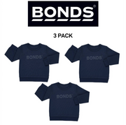 Bonds Kids Tech Sweats Pullover Sweatshirt Warm Cotton Poly Blend 3 Pack KW96K