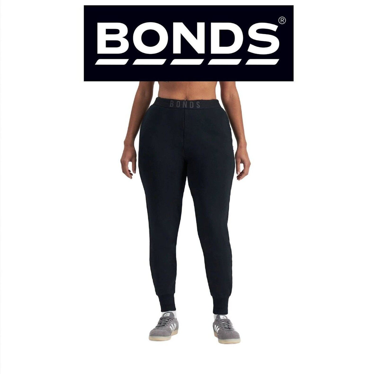 Bonds Womens Originals Hi Waisted Trackie Pants Narrow Waistband Stretchy CTBLI