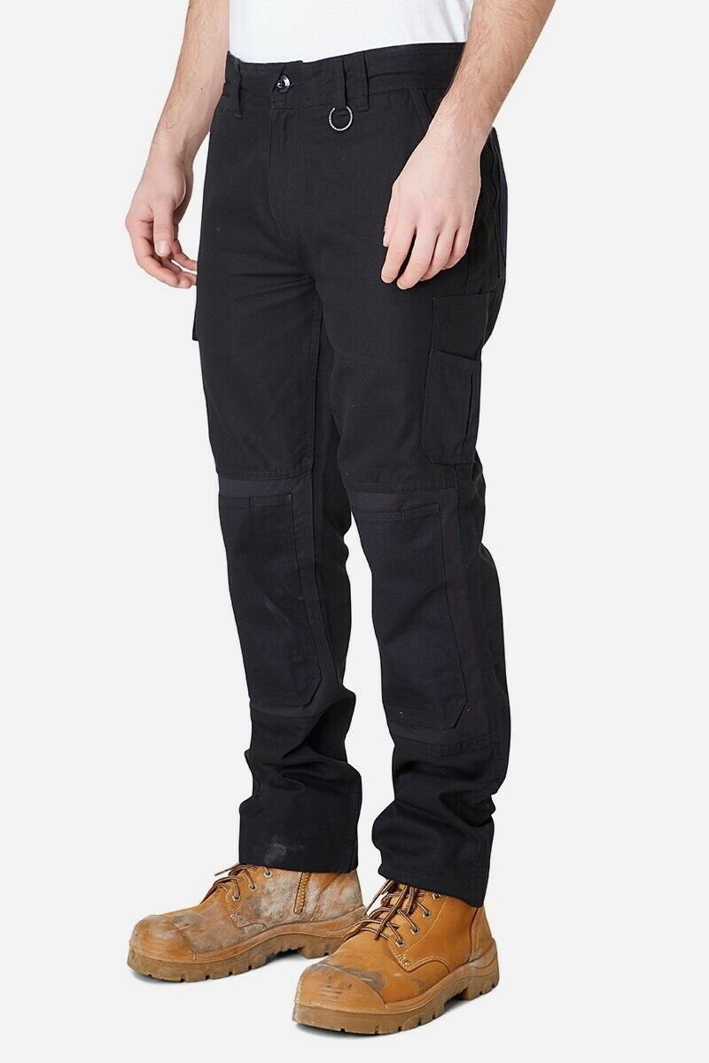 Mens Elwood Work Utility Pants Knee Panels Canvas 2 Pack Phone Pocket EWD101