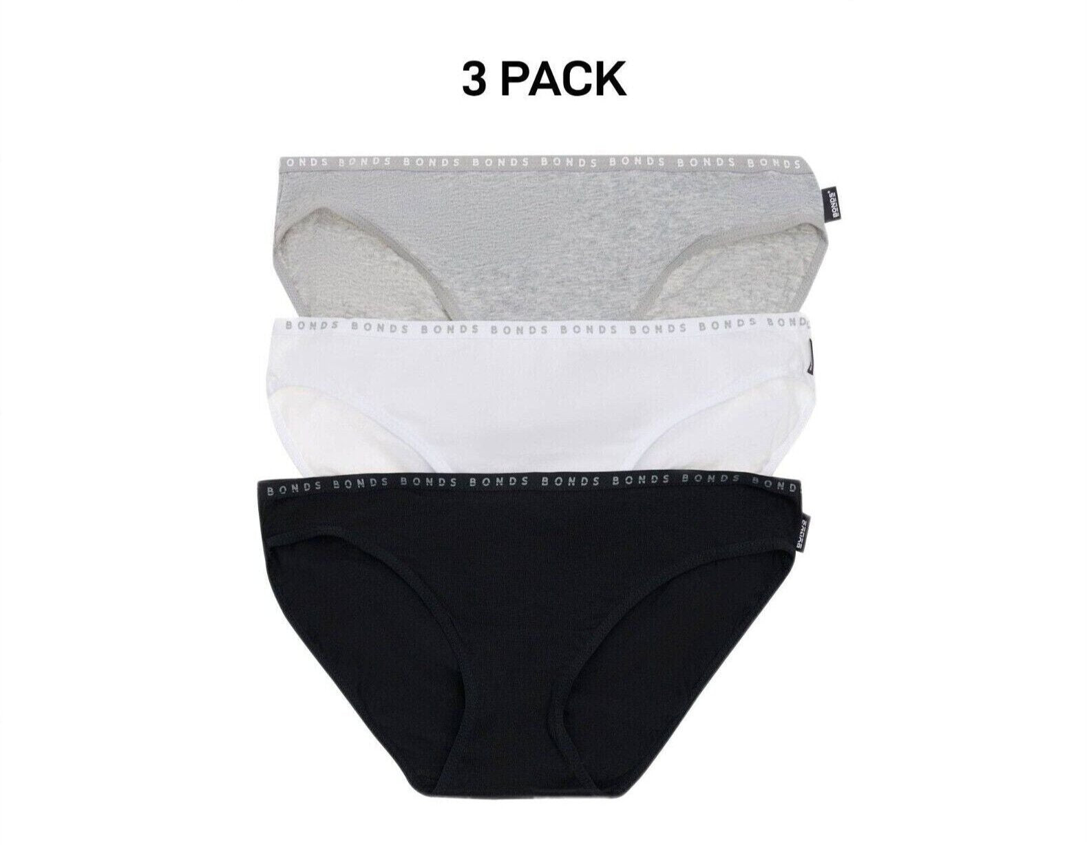 Bonds Womens Hipster Bikini Soft Cotton Low Rise Stretchy Waist 3 Pack WUFNA