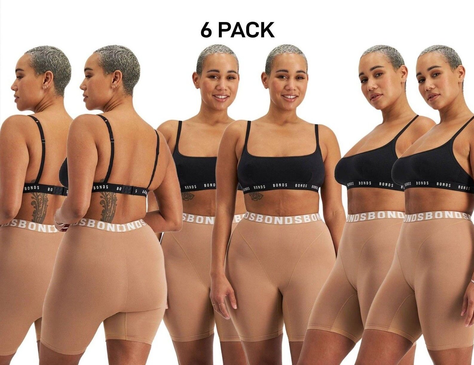Bonds Womens Chafe Off Short Ultimate Thigh Saver Chafe Off Panel 6 Pack WR4P