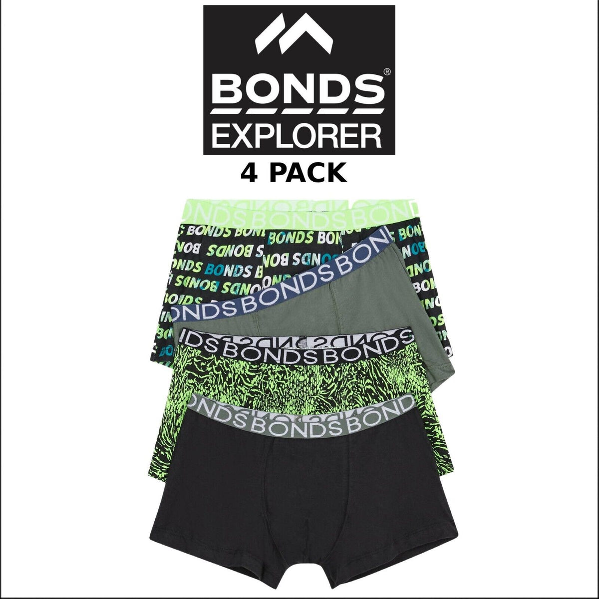 Bonds Boys Trunk Supportive Pouch with Comfy Coverage 4 Pack UWCF4A IT7