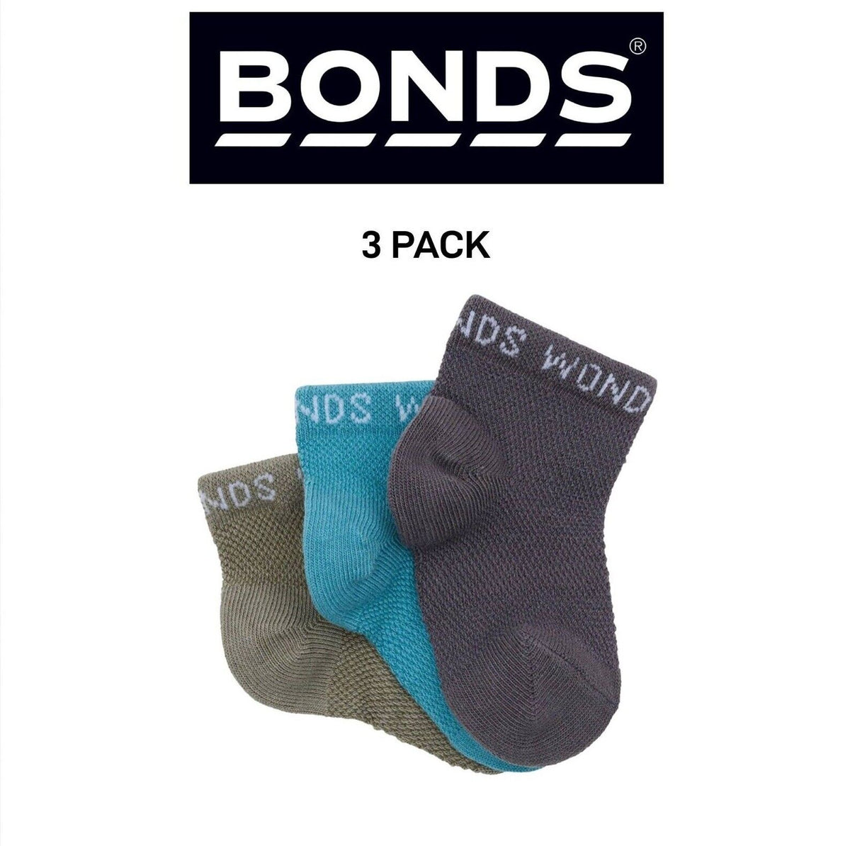 Bonds Baby Wondercool Low Cut Socks Breathable Soft Natural Cotton 3 Pack RXWN3N