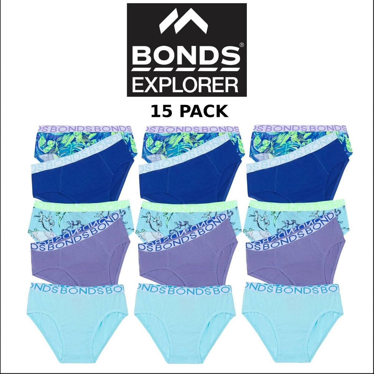Bonds Boys Brief Soft Stretchable Comfortable Contoured Fit 15 Pack UWNU5A XS3