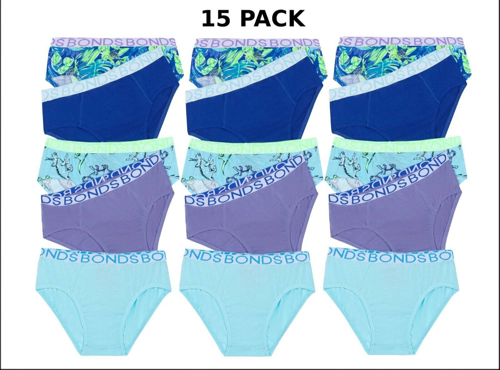 Bonds Boys Brief Soft Stretchable Comfortable Contoured Fit 15 Pack UWNU5A XS3