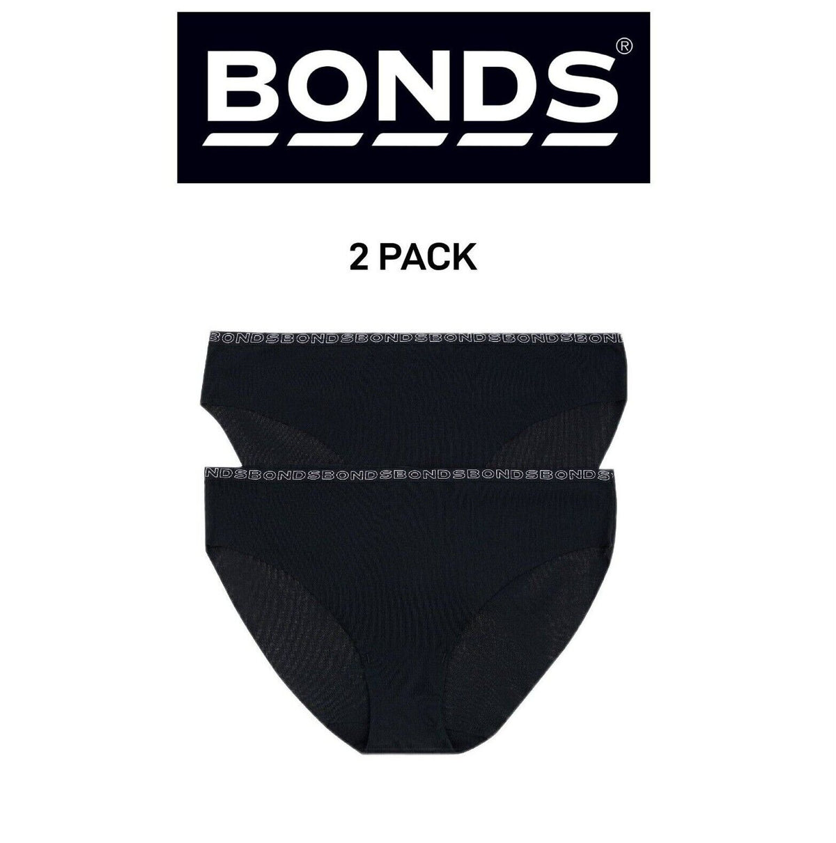 Bonds Womens No Show Bikini Smooth and Comfortable Waistband Brief 2 Pack WYQ5BW