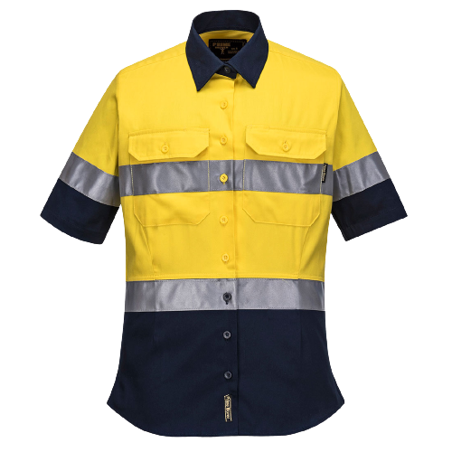 Portwest Ladies 2 Tone Regular Weight Short Sleeve Shirt with Tape Hi Vis ML109