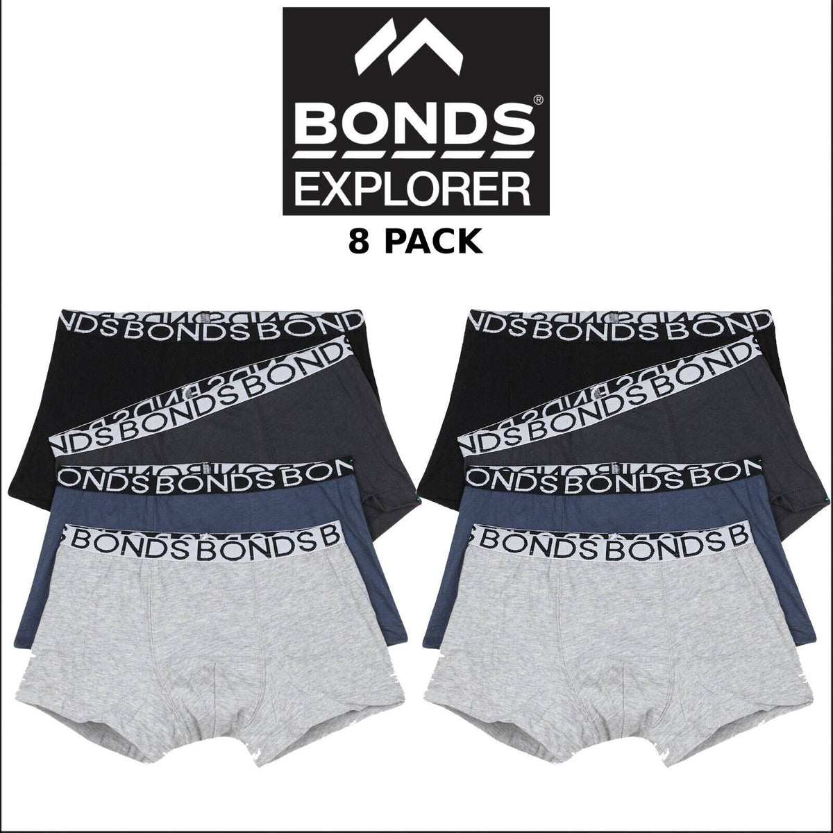 Bonds Boys Trunk Supportive Pouch with Comfy Coverage  8 Pack UWCD4A KGY