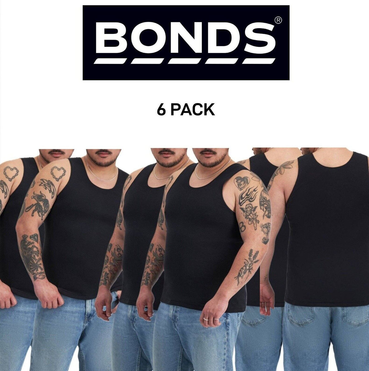 Bonds Mens Chesty Singlets Cotton Side Seamfree Comfortable Fit 6 Pack M757O