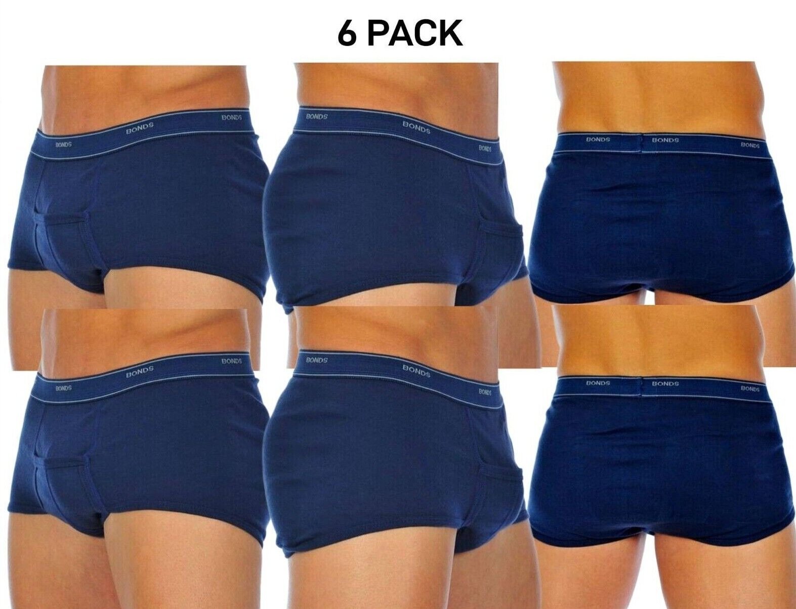 Bonds Mens Support Brief Stretchy Cotton and Comfy Elastic Waistband 6 Pack M821