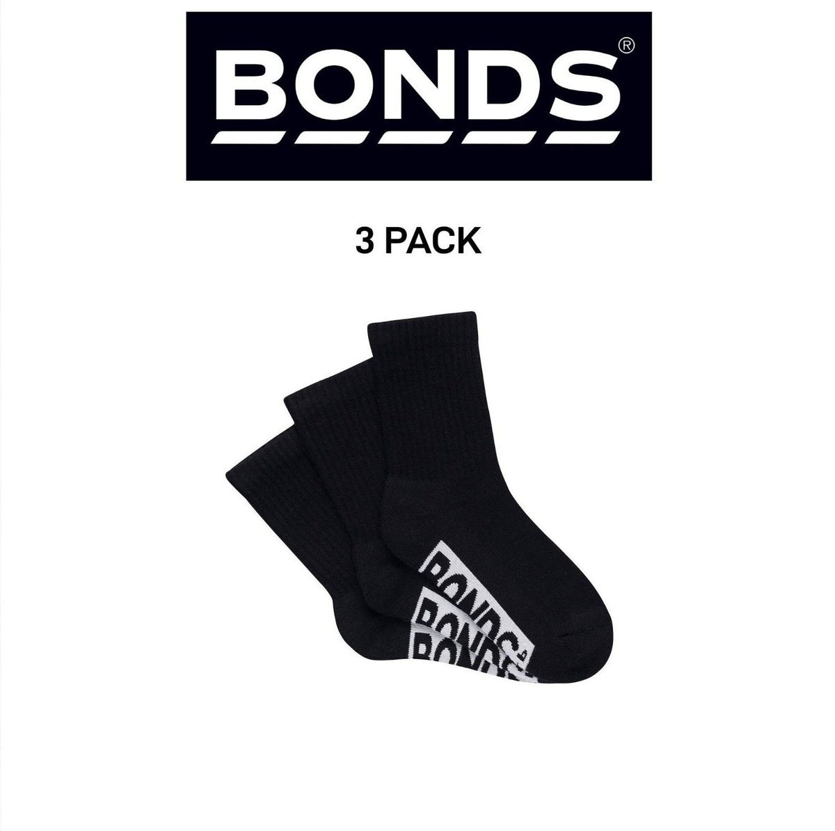Bonds Kids Cushioned Crew Cushioned Smooth Toe Seams Socks 3 Pack RXUY3N