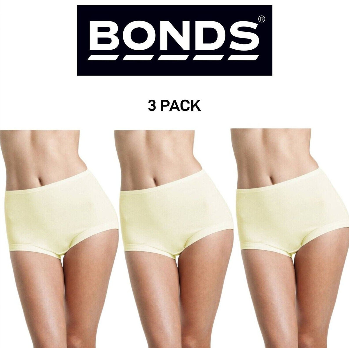 Bonds Womens Basic Cottontails Full Brief Silky Soft High Waist 3 Pack WW1M13