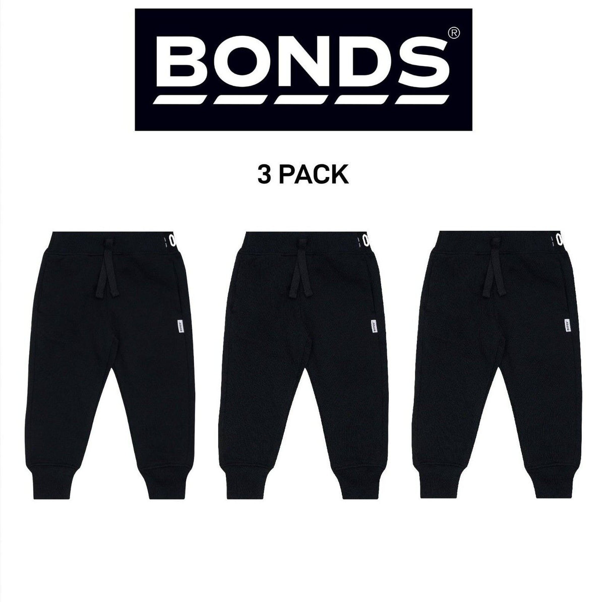 Bonds Baby Fleece Trackie Pants Stretchy Branded Waistband Snuggly 3 Pack KVRJA