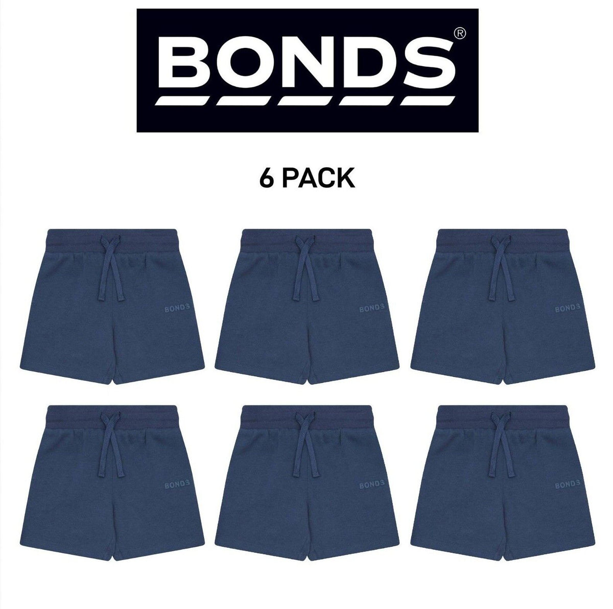 Bonds Kids Tech Sweats Short Lightweight Sporty Soft Rib Waistband 6 Pack KW93K